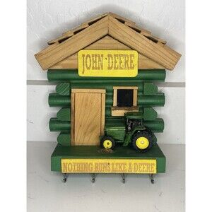 Vintage John Deere House Entrance & Tractor 4 Hook Key Holder